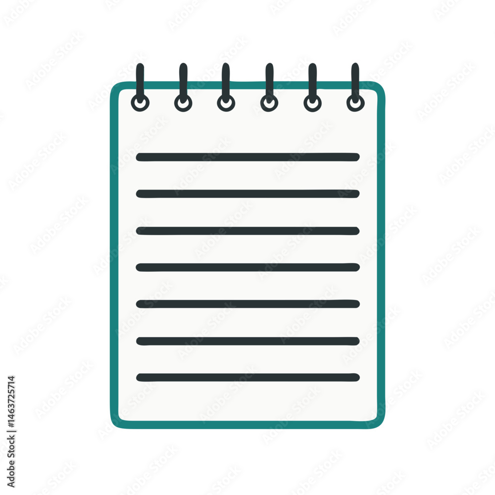 Leinwandbilder Spiral Notepad with Lines Icon Representing Notes Page and Writing Pad