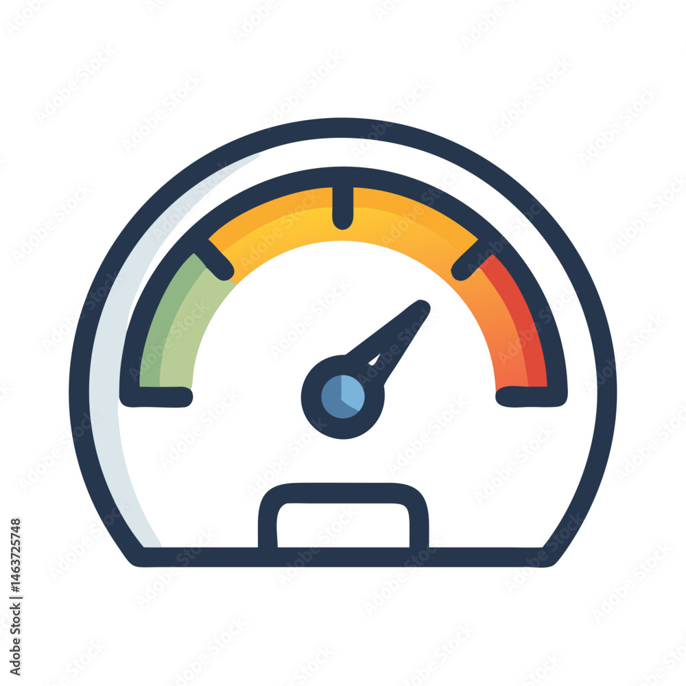 Poster Speedometer Gauge Icon Representing Performance Evaluation and Efficiency Monitoring