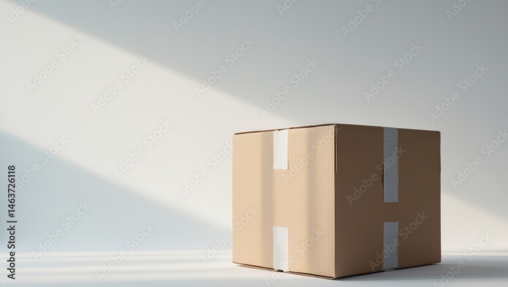 Poster macro shot of boxes piled together with a white background