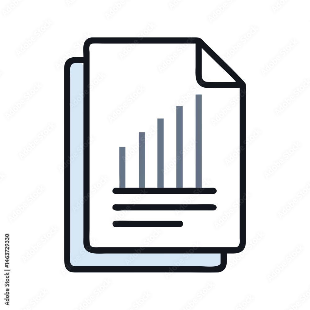 Poster Stacked Paper Sheets Icon Representing Multi-Page Report and Document Compilation