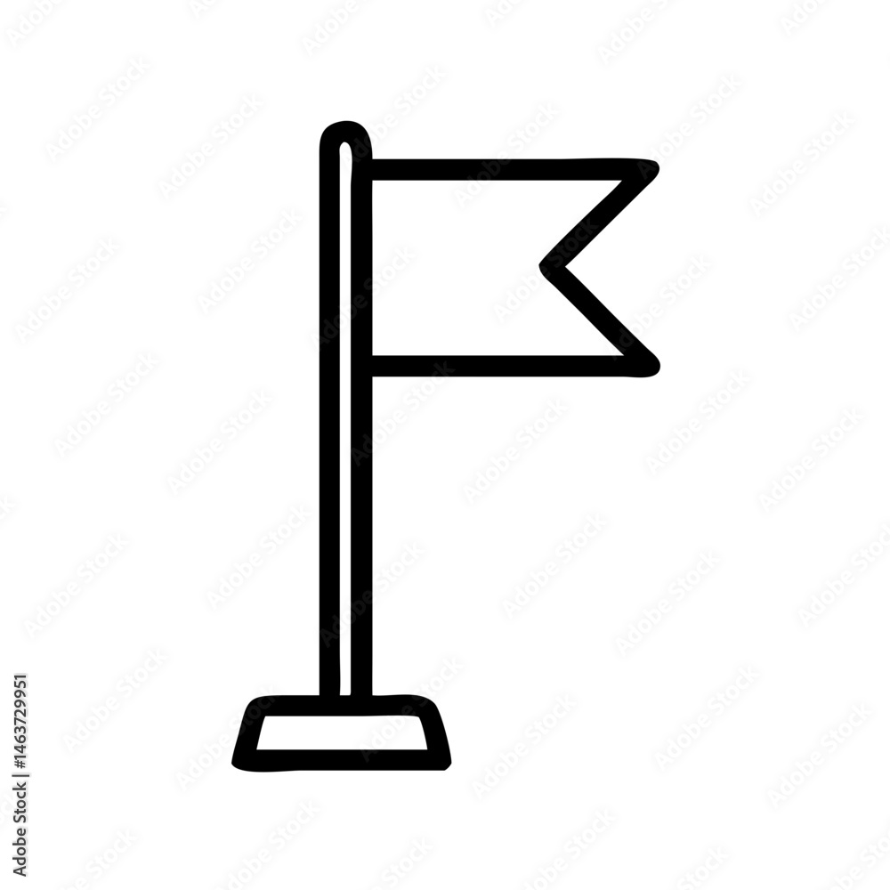 Poster standing flag icon representing set goal and achievement target
