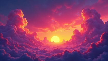 Fiery orange and purple clouds ignite the horizon , sun, magenta, weather