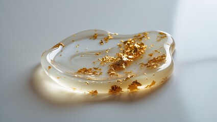 Shiny 24k gold serum and cream texture with glitter particles