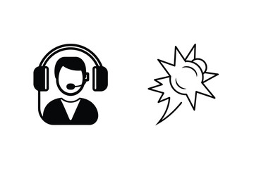 Customer service representation and abstract burst illustration for communication and reactions