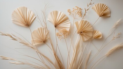 Botanical poster featuring dried flowers and grass with minimalistic design on white backdrop