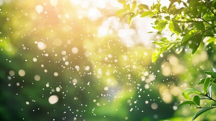 Obraz premium Pollen particles in air, soft focus allergy symbols, seasonal health impact concept.