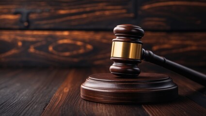 Legal System Concept: Gavel on Wooden Surface with Space for Text