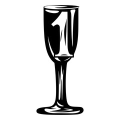 Number One Award Isolated Black and White Illustration Vector Design