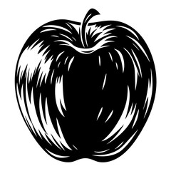 Monochrome Vector Illustration of an Apple Fruit with Intricate Design