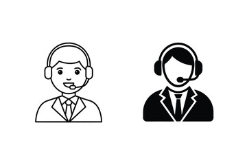 Customer service representative icons representing support communication and assistance options