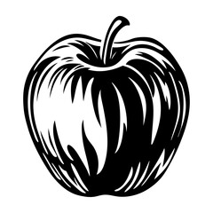 Stylized vector illustration of an apple featuring bold black and white design