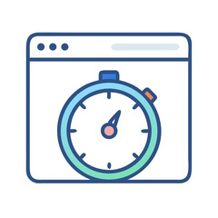 Stopwatch with Gauge Icon Representing Website Load Time and Performance Speed