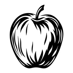 Monochrome Apple Illustration with Striking Lines and Bold Artistic Expression