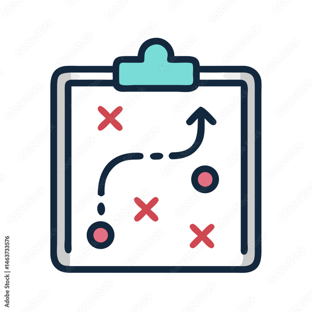 Aufkleber strategy board icon representing tactical planning and goal-oriented decision making