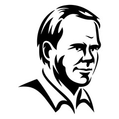 High contrast vectorized portrait of a man with suit collar design