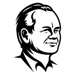 Striking black and white portrait of an older gentleman with strong features