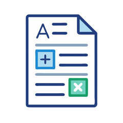 Test Sheet Icon Representing Language Proficiency and Assessment
