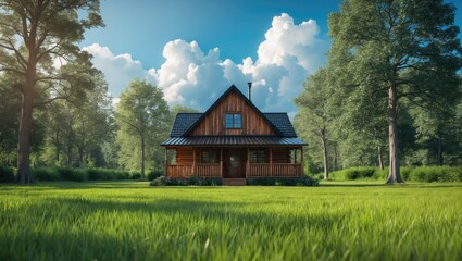 Obraz premium Countryside cottage surrounded by nature