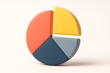 Obraz premium 3d pie chart with colorful orange yellow blue gray segments separated modern infographic design for business analysis