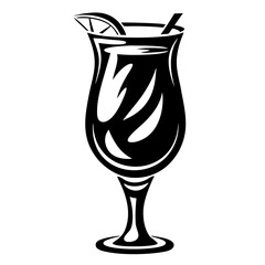 Sophisticated Black and White Tropical Cocktail Illustration Ready for Summer Fun