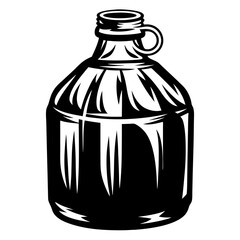 Monochrome Black and White Illustration of a Large Jug or Container