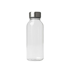 Clear glass water bottle with metal cap