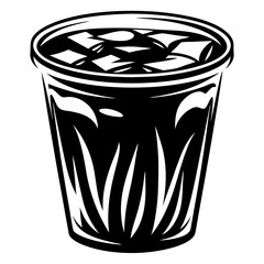 Stylized Black and White Image of a Cup of Iced Coffee or Drink