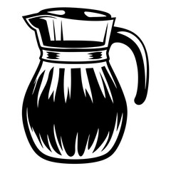 Minimalist Black and White Illustration of a Pitcher with a Distinctive Handle