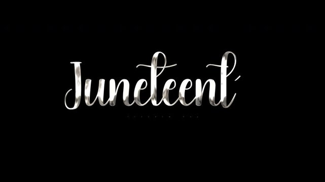 Animated of the text Juneteenth Freedom Day; suitable for social media posts, website banners, event invitations, and educational materials.