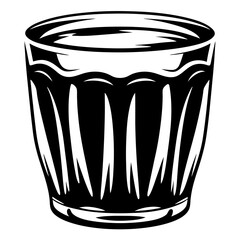 Black and White Illustration of a Short Glass Full of Liquid