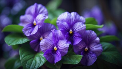 Purple flowers in full bloom featuring delicate petals and yellow centers