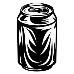 Monochrome Graphic Illustration of a Stylized Soda Can with Dramatic Lines