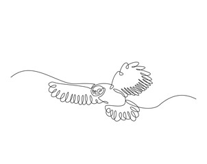 Owl bird outline drawing illustration. one continuous line drawing of eagle owl.