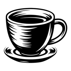 Striking Black and White Image of a Coffee Cup with Saucer