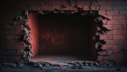 Frame containing a grunge-style dark red concrete wall as a conceptual background texture