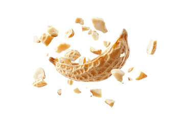 Crushed nuts scattered around a piece