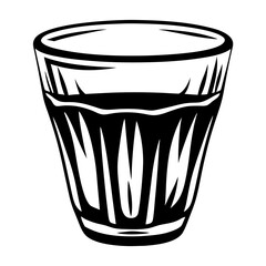 Stylized Illustration of a Short Glass with Liquid Black and White Image