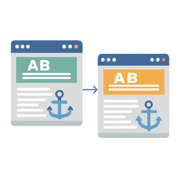Two Web Pages with Anchor Icon Representing Anchor Links and Website Navigation
