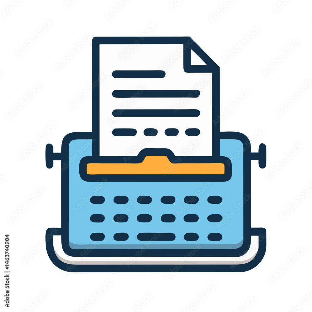 Poster typewriter icon representing legal documentation and writing tools