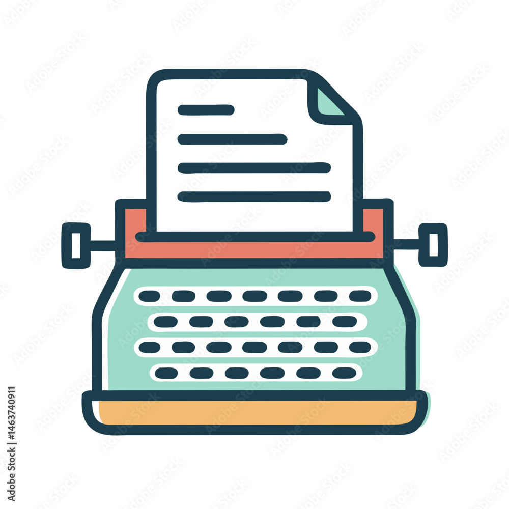 Poster Typewriter Icon Representing Legal Documentation and Writing Tools