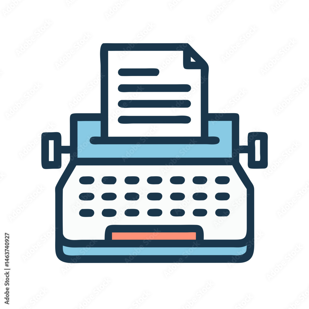 Poster typewriter icon representing legal documentation and writing tools