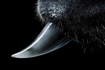 Obraz premium Close-up view of a sharp canine tooth.