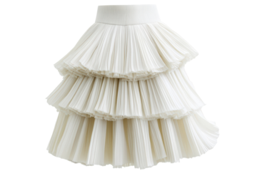 Isolated White Tiered Pleated Mini Skirt Fashion