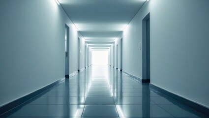 Fototapeta premium Spacious walkway with a white wall