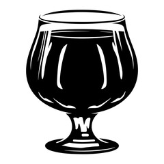 Stylized illustration of a stout beer glass with abstract art design