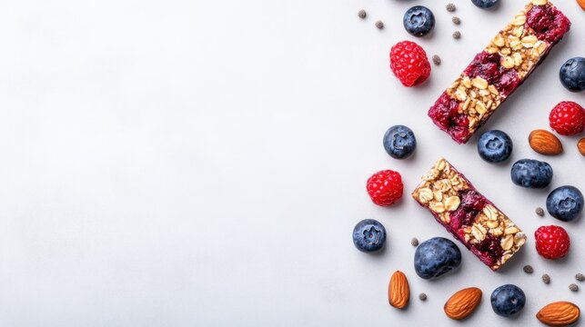 Granola bars with berries and almonds healthy snack food
