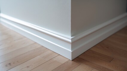 Modern decorative wall corner with baseboard in home interiors