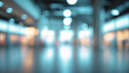 Shopping mall showcase with abstract blurred interior