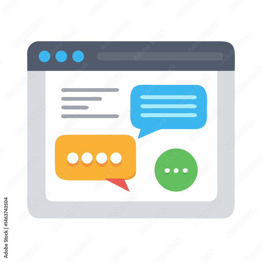 Leinwandbilder webpage with chat bubbles icon representing digital communication and user interaction