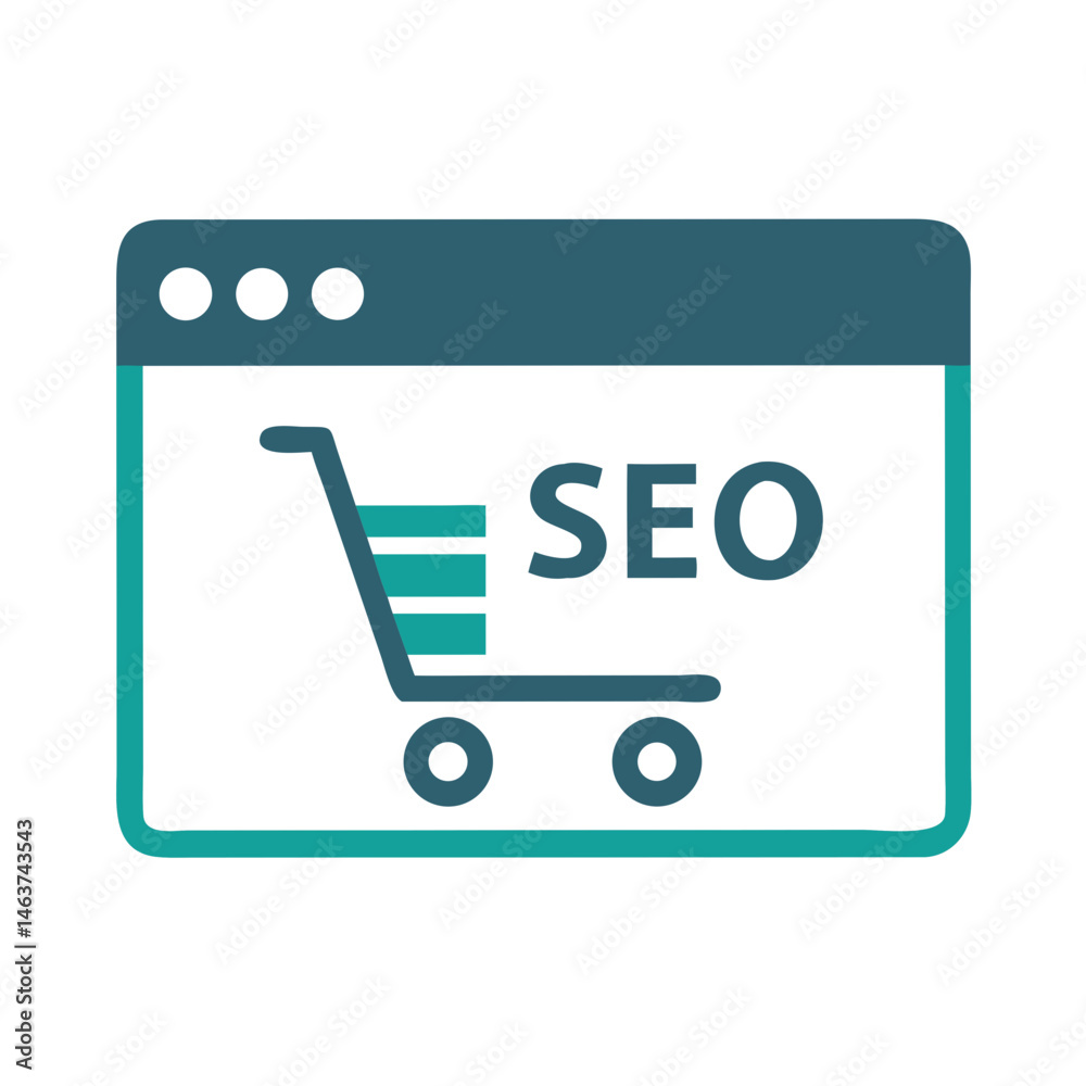 Leinwandbilder Webpage with Cart Icon Representing E-Commerce SEO and Online Store Optimization
